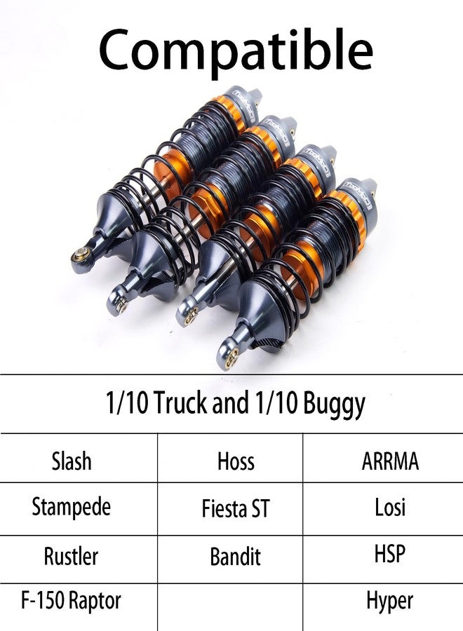 TOOMOD 1/10 RC Oil Shock Absorber Big Bore Absorber Damper Set Compatible with Traxxas Slash 2WD/ 4X4, Rustler 2WD/ 4X4 VXL, Stampede, Hoss, Bandit Part Upgrades Replace of 5862 (Gray/Orange) - Image 2